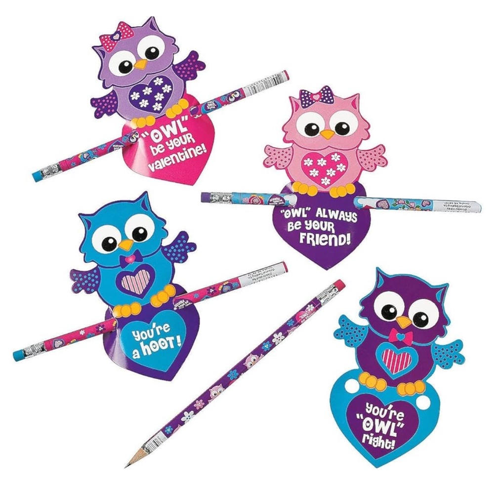 Owl Valentine’s with Pencil -24 pack